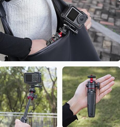 Extendable Mini Camera Tripod, 3 Levels Adjustment 360° Ball Head Cold Shoe Lightweight Portable Vlog Travel Selfie Stick Handle Grip Desktop Webcam Tripod for DSLR Action Camera in Kuwait