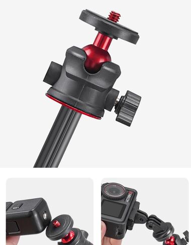 Extendable Mini Camera Tripod, 3 Levels Adjustment 360° Ball Head Cold Shoe Lightweight Portable Vlog Travel Selfie Stick Handle Grip Desktop Webcam Tripod for DSLR Action Camera in Kuwait