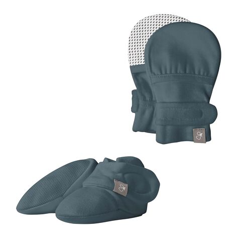goumikids Baby Mitts and Booties Bundle Viscose Stay-On, Midnight 0-3m | Anti-scratch baby mitts with velcro, organic cotton blend, breathable, moisture-wicking, machine washable, eczema-safe in Kuwait