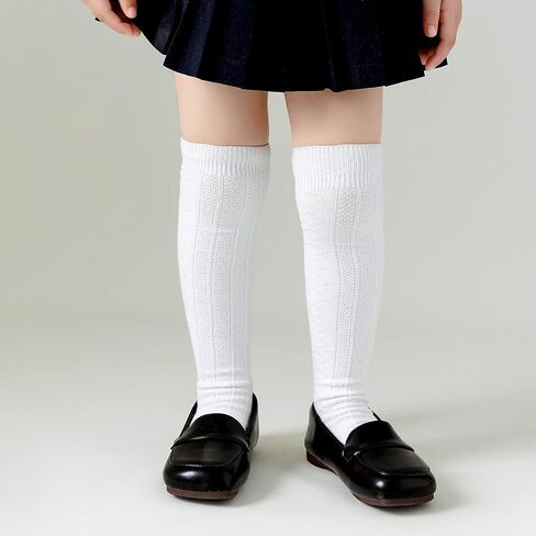 EPEIUS Baby Knee High Socks,Newborn Girls Seamless Stockings Baby Over the Knee Socks Cable Knit Dress Sock 0-6 Months 3 Pack Ivory White Brown Khaki in Kuwait