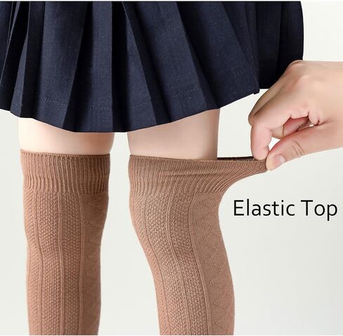 EPEIUS Baby Knee High Socks,Newborn Girls Seamless Stockings Baby Over the Knee Socks Cable Knit Dress Sock 0-6 Months 3 Pack Ivory White Brown Khaki in Kuwait
