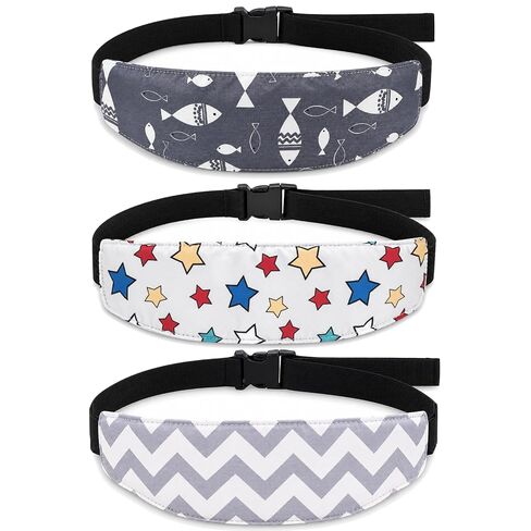3 Pcs Baby Car Seat Head Support Band Neck Relief Strap for Toddler Sleeping Headrest Slumber Belt for Stroller Traveling Kids Infants (Grey) in Kuwait