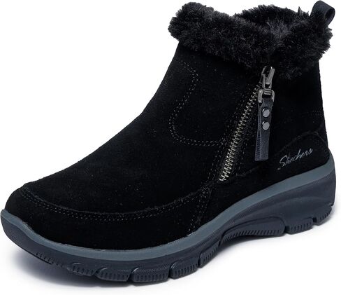 Skechers Women's Easy Going - Cool Zip Zip-Up Boots | Relaxed Fit, Air-Cooled Memory Foam, Faux Fur Lining, Side Zip, Water and Stain Resistant, Suede Boot in Kuwait