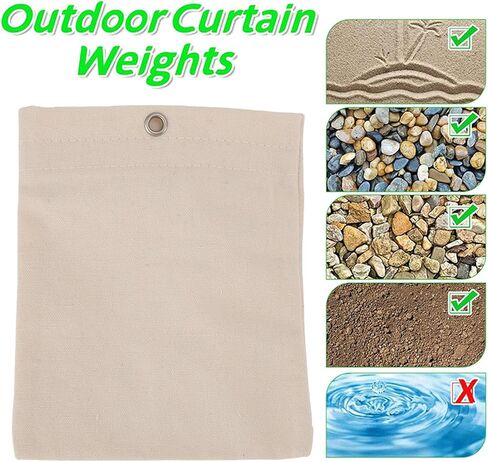 ZJchao 8 Pack Canvas Curtain Sandbags with Metal Clips for Outdoor Patio Curtain Weights Reusable Drapery Weight Bags with PE Sealed Liners Each Holds 15oz of Sand in Kuwait