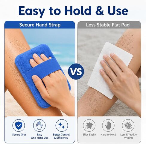 4PCS Beach Sand Removal Bags with Hand Strap, Soft Towel-Like Sand Brush Mitts for Adults and Kids, Talc-Free Beach Accessories for Feet, Legs, Arms, Blue and Gray in Kuwait
