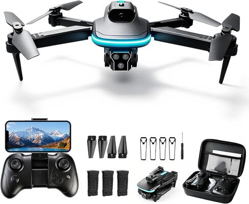 Ourlife Mini Drone with Camera 4K for Adults,36Min Flight Time | RC Foldable FPV WiFi Live Transmission Drones for Beginners,Obstacle Avoidance, One Key Start/Landing(3 Batteries) in Kuwait