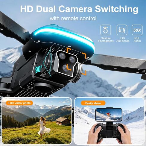 Ourlife Mini Drone with Camera 4K for Adults,36Min Flight Time | RC Foldable FPV WiFi Live Transmission Drones for Beginners,Obstacle Avoidance, One Key Start/Landing(3 Batteries) in Kuwait