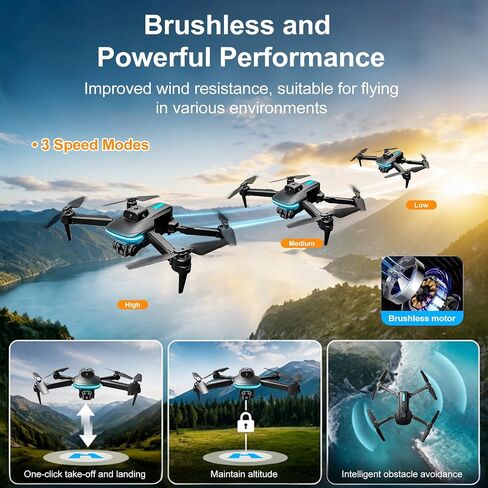Ourlife Mini Drone with Camera 4K for Adults,36Min Flight Time | RC Foldable FPV WiFi Live Transmission Drones for Beginners,Obstacle Avoidance, One Key Start/Landing(3 Batteries) in Kuwait