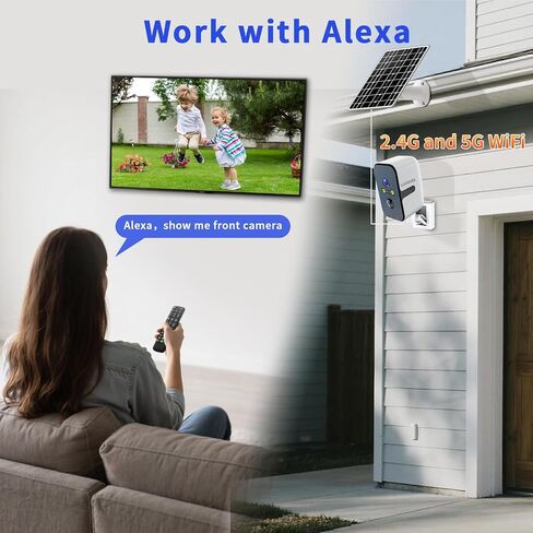 Luovisee 2.4/5G WiFi Cameras for Home Security with Solar Panel,Pan Rotating 180° Magnetic Security Camera Wireless,No Monthly Fee, Motion Detection,Work with Alexa,IP65 Weatherproof,Outdoor & Indoor in Kuwait