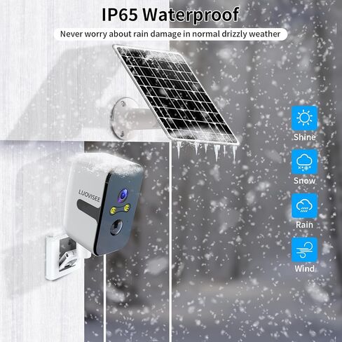 Luovisee 2.4/5G WiFi Cameras for Home Security with Solar Panel,Pan Rotating 180° Magnetic Security Camera Wireless,No Monthly Fee, Motion Detection,Work with Alexa,IP65 Weatherproof,Outdoor & Indoor in Kuwait