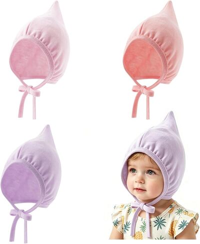 Newborn Baby Hospital Hat Soft Cotton Infant Pointed Hat with Adjustable Tie Cute Beanie Cap for Baby Boys Girls in Saudi Arabia