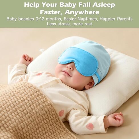 Baby Hat with Sleep Mask 2 in 1,Baby Boy Girl Sleeping Eye Mask & Soft Eye Shade,Baby Beanie Hats,Newborn Baby Hat in Kuwait