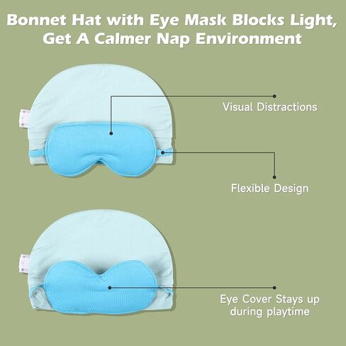 Baby Hat with Sleep Mask 2 in 1,Baby Boy Girl Sleeping Eye Mask & Soft Eye Shade,Baby Beanie Hats,Newborn Baby Hat in Kuwait