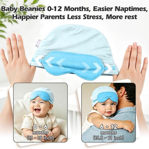 Baby Hat with Sleep Mask 2 in 1,Baby Boy Girl Sleeping Eye Mask & Soft Eye Shade,Baby Beanie Hats,Newborn Baby Hat in Kuwait