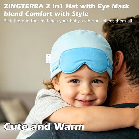 Baby Hat with Sleep Mask 2 in 1,Baby Boy Girl Sleeping Eye Mask & Soft Eye Shade,Baby Beanie Hats,Newborn Baby Hat in Kuwait