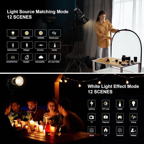 GVM SD600D 600W Led Video Light, Bi-Color Led Studio Light Photography Lighting with APP/DMX Control, 2700K to 6800K 128000lux/1m Continuous Lighting for Studio, Video Shooting, Broadcasting in Kuwait