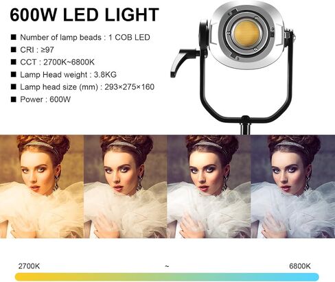 GVM SD600D 600W Led Video Light, Bi-Color Led Studio Light Photography Lighting with APP/DMX Control, 2700K to 6800K 128000lux/1m Continuous Lighting for Studio, Video Shooting, Broadcasting in Kuwait