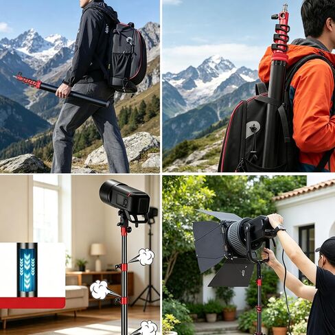FreeSea MT-05 Heavy Duty Tripod, Aluminum Alloy Photography Light Stand | Fast Open-Close & Anti-Drop Spring Buffer, 32.9"-88.6" Adjustable Height, for Softbox, LED Light, Reflector, Flash in Kuwait