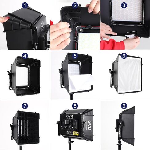 GVM RGB Photography Lighting Kits with 2 Softboxes, 680RS 50W Studio Lights with Bluetooth Control, 2 Packs Video Light with 18 Lighting Scenes, led Panel Lights for Video Recording, 8500lux/0.5m in Kuwait