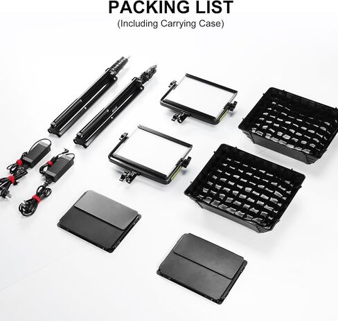 GVM RGB Photography Lighting Kits with 2 Softboxes, 680RS 50W Studio Lights with Bluetooth Control, 2 Packs Video Light with 18 Lighting Scenes, led Panel Lights for Video Recording, 8500lux/0.5m in Kuwait