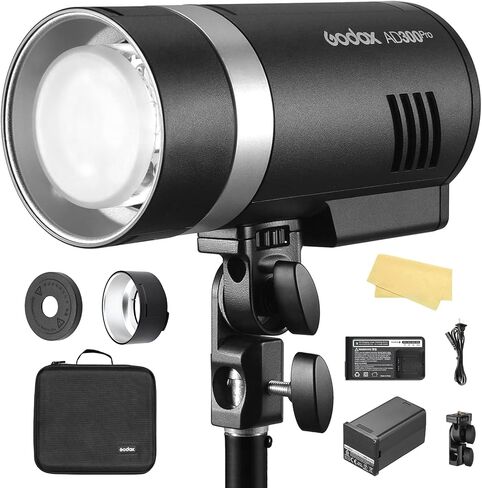 GODOX AD300Pro Outdoor Flash Strobe Monolight 300Ws 2.4G TTL HSS 1/8000s Portable Flash Speedlite with Bi-Color Modeling Lamp and Recharagable Li-ion Battery for Photography Outdoor Shooting Jet Black in Saudi Arabia