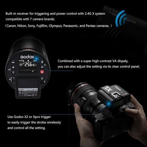 GODOX AD300Pro Outdoor Flash Strobe Monolight 300Ws 2.4G TTL HSS 1/8000s Portable Flash Speedlite with Bi-Color Modeling Lamp and Recharagable Li-ion Battery for Photography Outdoor Shooting Jet Black in Saudi Arabia