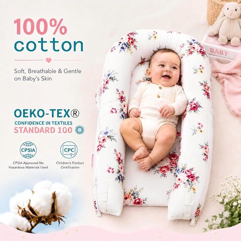 Baby Lounger Cover for Dockatot Deluxe + | 100% Cotton Hypoallergenic Newborn Premium Quality Spare Cover(Cover Only) (Rose) in Saudi Arabia