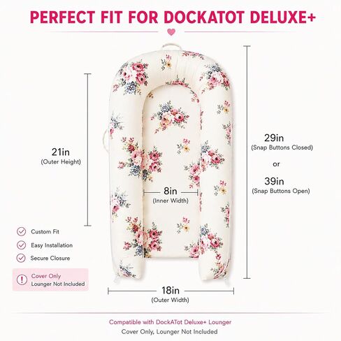 Baby Lounger Cover for Dockatot Deluxe + | 100% Cotton Hypoallergenic Newborn Premium Quality Spare Cover(Cover Only) (Rose) in Saudi Arabia