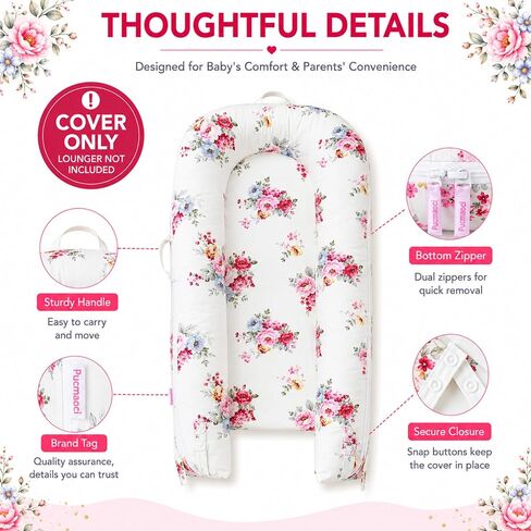Baby Lounger Cover for Dockatot Deluxe + | 100% Cotton Hypoallergenic Newborn Premium Quality Spare Cover(Cover Only) (Rose) in Saudi Arabia