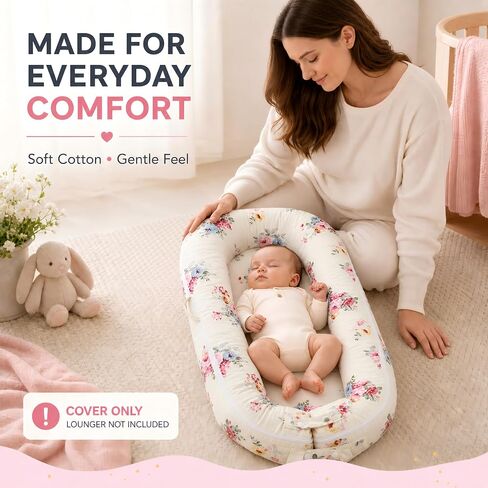 Baby Lounger Cover for Dockatot Deluxe + | 100% Cotton Hypoallergenic Newborn Premium Quality Spare Cover(Cover Only) (Rose) in Saudi Arabia