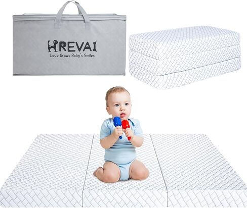 Pack and Play Mattress,38x26 High Resilience Dual Sided Memory Foam | with Breathable Non-Slip Bottom Removable Cover,Soft,Pack N Play Mattress in Kuwait