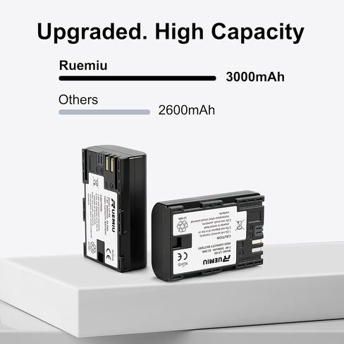2-Pack Upgraded 3000mAh LP-E6 LP-E6N Battery for Canon | Compatible with EOS R5, R6, 5D Mark IV III II, 6D, 6D Mark II, 7D, 7D Mark II, 80D, 90D, 70D, 60D, and More in Kuwait