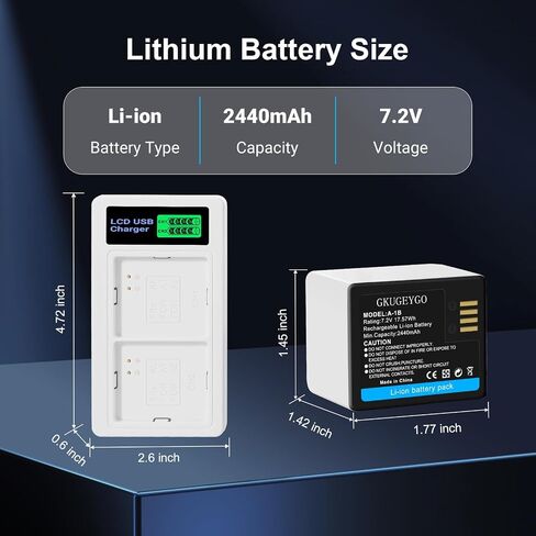 A-1 A-1B A-1C Battery 2 Pack & Charger Compatible with Arlo Pro Pro 2 Security Camera in Kuwait