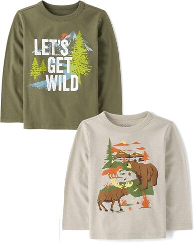 The Children's Place Baby and Toddler All Holidays,Birthdays Long Sleeve Graphic T-Shirts,2 Pack in Kuwait