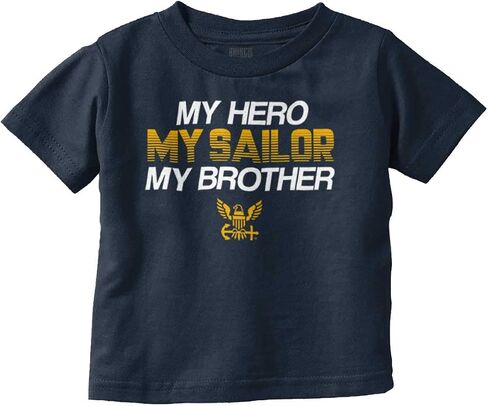US Navy My Hero Sailor Brother Sister Toddler Boy Girl T Shirt in Kuwait