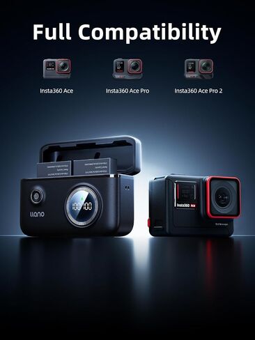 llano 2 Packs 1750mAh Ace Pro 2 Battery and 18W Fast Dual Charger | Compatible with Insta360 Ace Pro 2/AcePro/Ace Action Camera in Saudi Arabia