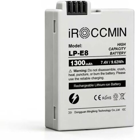 2Pcs LP-E8 1300mAh High Capacity Battery | Compatible with Canon LC-E8E, EOS 650D 600D 550D, Kiss X7i X6i X4 X5 X6, Rebel T3i, T2i, T4i, T5i cameras in Kuwait