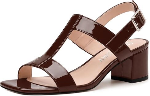 SKYSTERRY Women's Low Chunky Block Heeled Sandals | Square Open Toe Heels, Low Chunky Block Heel Dress Sandals, 2 Inch Short Vacation Holiday Work Wedding Slingback Sandals in Kuwait