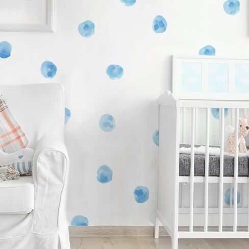 ROFARSO 120 Decals 2.2'' Sky Blue Watercolor Polka Dots Wall Decals Stickers DIY Removable Peel & Stick Wall Art Decorations Home Decor for Nursery Bedroom Living Room Playing Room in Kuwait