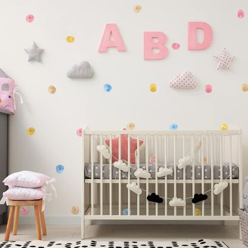 ROFARSO 120 Decals 2.2'' Sky Blue Watercolor Polka Dots Wall Decals Stickers DIY Removable Peel & Stick Wall Art Decorations Home Decor for Nursery Bedroom Living Room Playing Room in Kuwait