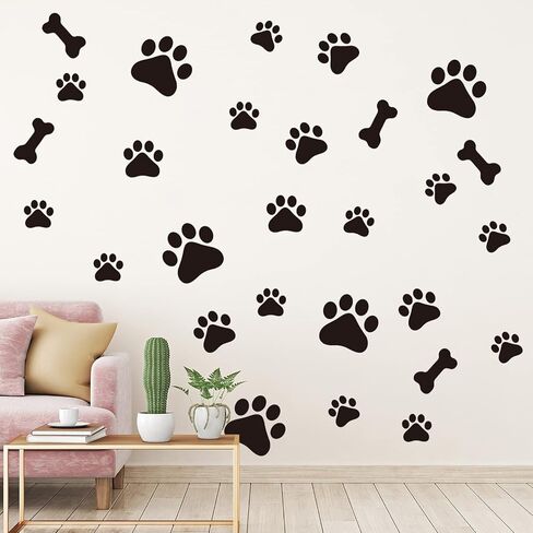 Epakh 144 Pieces Dog Paw and Bone Print Stickers Removable Puppy Paw Wall Decals Decoration Animal Footprint Gifts for Dog Lover Bedroom Living Room in Kuwait