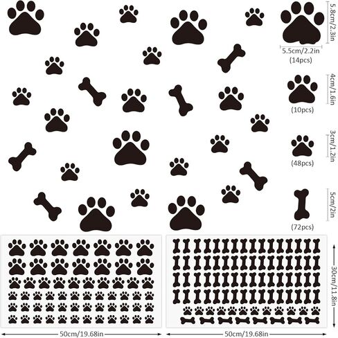 Epakh 144 Pieces Dog Paw and Bone Print Stickers Removable Puppy Paw Wall Decals Decoration Animal Footprint Gifts for Dog Lover Bedroom Living Room in Kuwait
