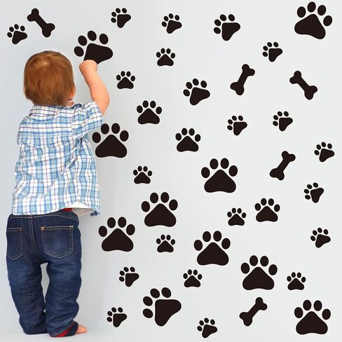 Epakh 144 Pieces Dog Paw and Bone Print Stickers Removable Puppy Paw Wall Decals Decoration Animal Footprint Gifts for Dog Lover Bedroom Living Room in Kuwait