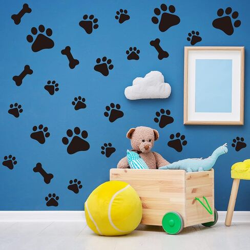 Epakh 144 Pieces Dog Paw and Bone Print Stickers Removable Puppy Paw Wall Decals Decoration Animal Footprint Gifts for Dog Lover Bedroom Living Room in Kuwait
