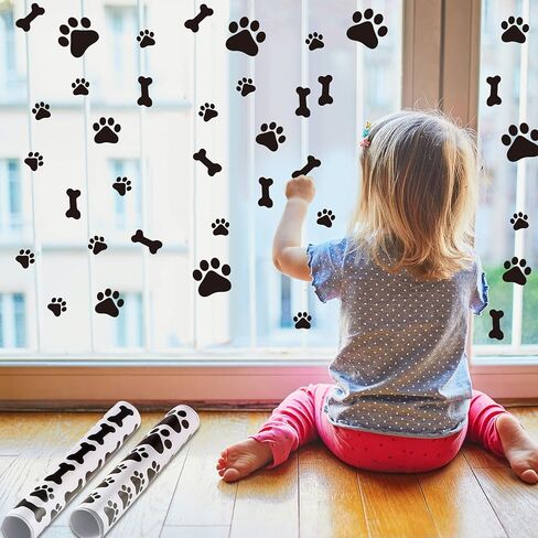Epakh 144 Pieces Dog Paw and Bone Print Stickers Removable Puppy Paw Wall Decals Decoration Animal Footprint Gifts for Dog Lover Bedroom Living Room in Kuwait