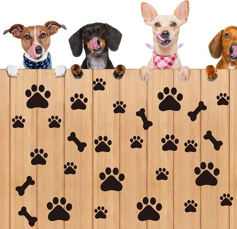 Epakh 144 Pieces Dog Paw and Bone Print Stickers Removable Puppy Paw Wall Decals Decoration Animal Footprint Gifts for Dog Lover Bedroom Living Room in Kuwait