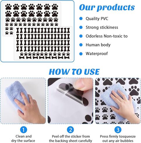 Epakh 144 Pieces Dog Paw and Bone Print Stickers Removable Puppy Paw Wall Decals Decoration Animal Footprint Gifts for Dog Lover Bedroom Living Room in Kuwait