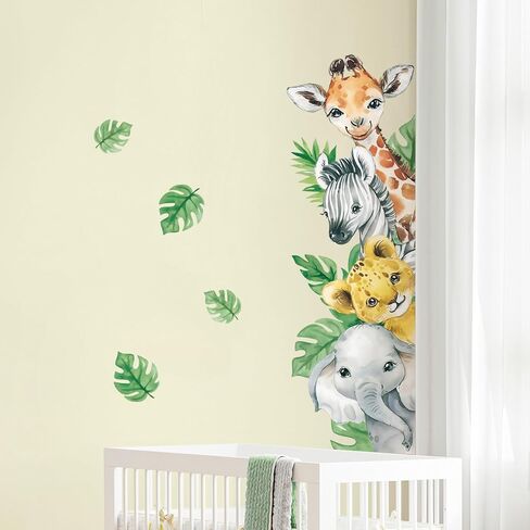 Tanlaby Jungle Animals Wall Stickers Cartoon Woodland Animal Wall Decal | Zebra Forest Peel and Stick Art Sticker for Baby Nursery Kids Bedroom Playroom Daycare Classroom Decor in Kuwait