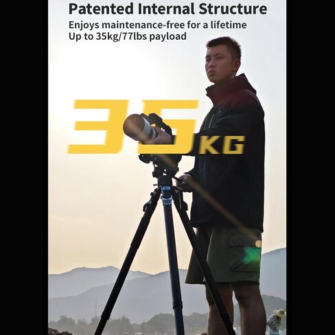 YC Onion PINETA Peak Carbon Fiber Tripod with Coconut 75mm Bowl Head+FH75S Fluid Head, 35kg/77lbs Payload with Bowl Head, Adjustable Legs, One Step Release Travel Camera Tripod for Mirrorless, DSLR in Kuwait