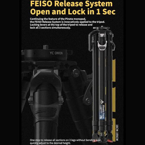 YC Onion PINETA Peak Carbon Fiber Tripod with Coconut 75mm Bowl Head+FH75S Fluid Head, 35kg/77lbs Payload with Bowl Head, Adjustable Legs, One Step Release Travel Camera Tripod for Mirrorless, DSLR in Kuwait